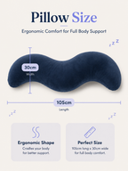 Bedfellow pillow dimensions, 105cm long by 30cm wide