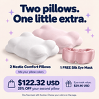 Two Nestle Comfort Pillows for $122.32 USD — 25% off your second pillow plus one free silk eye mask