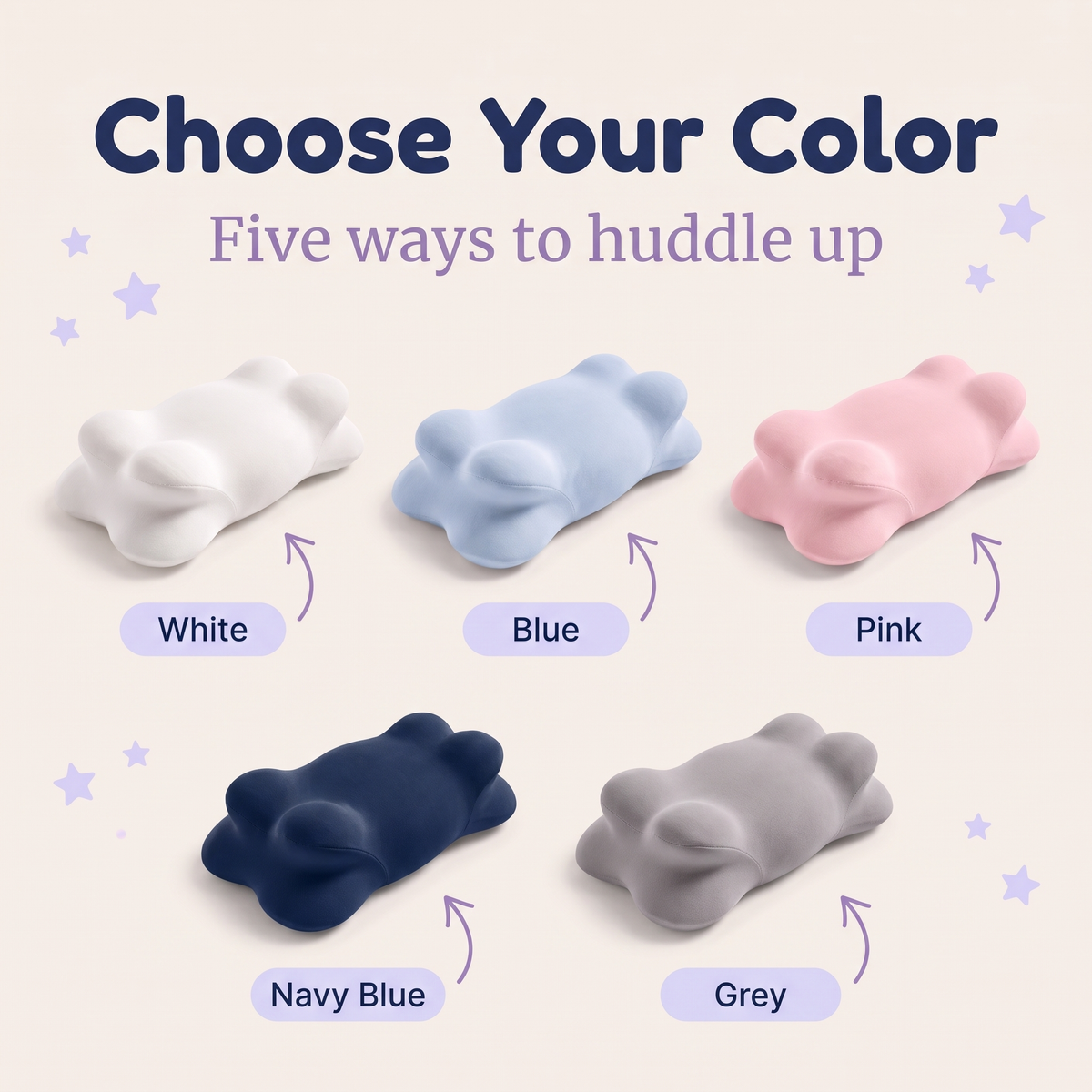 Nestle Comfort Pillow — White, Blue, Pink, Navy Blue and Grey