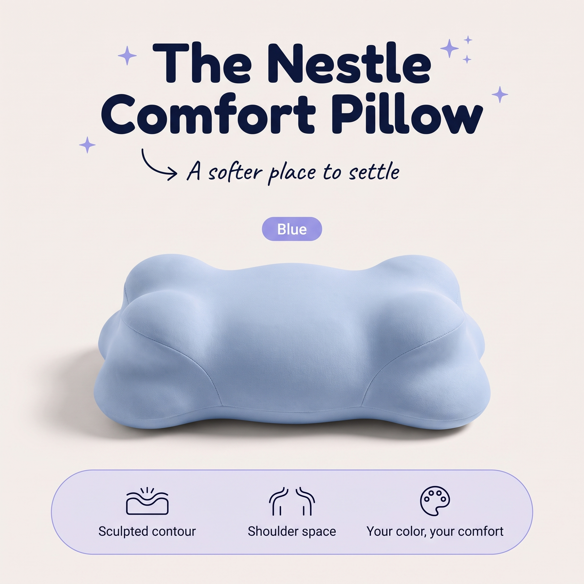 Nestle Comfort Pillow — blue