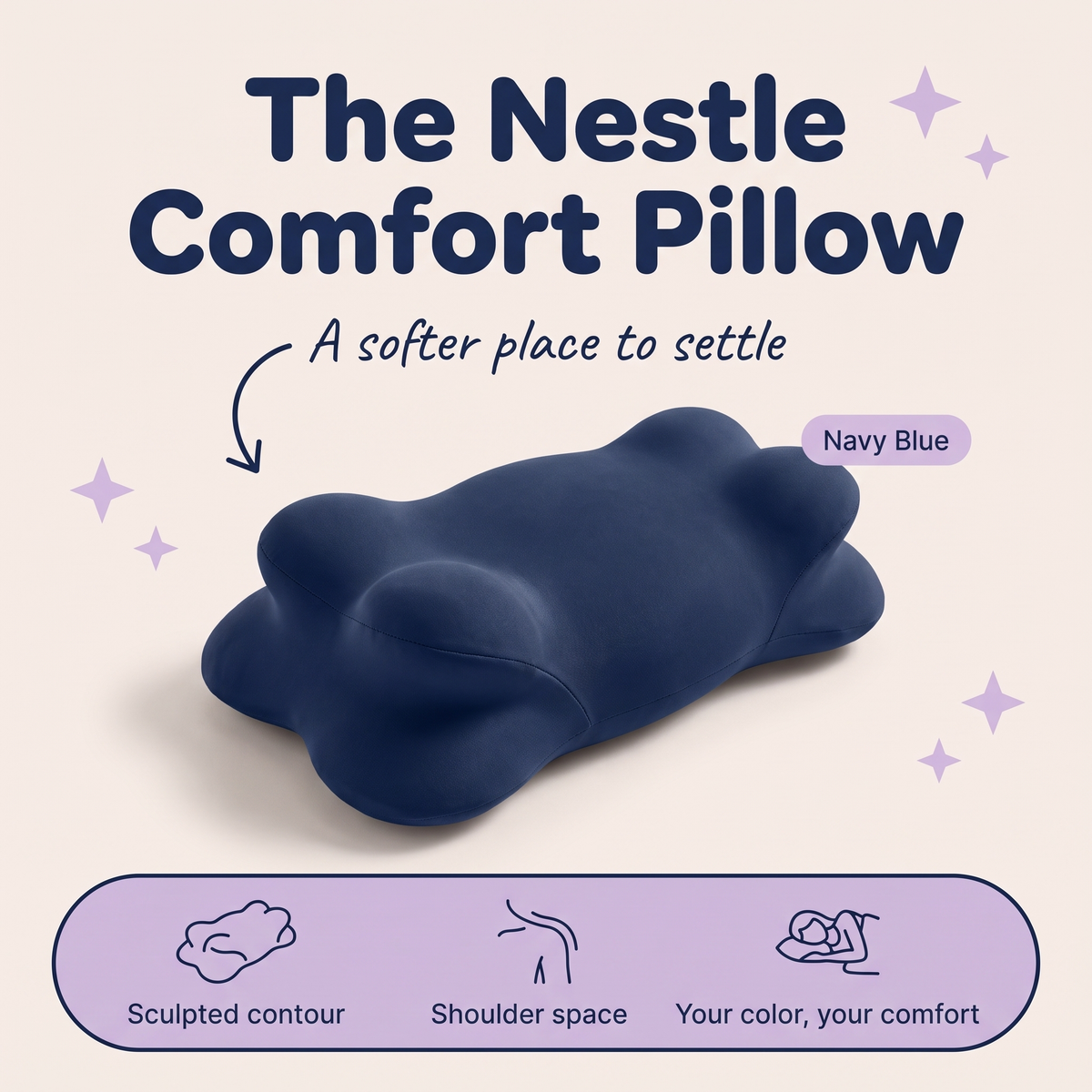 Nestle Comfort Pillow — navy blue